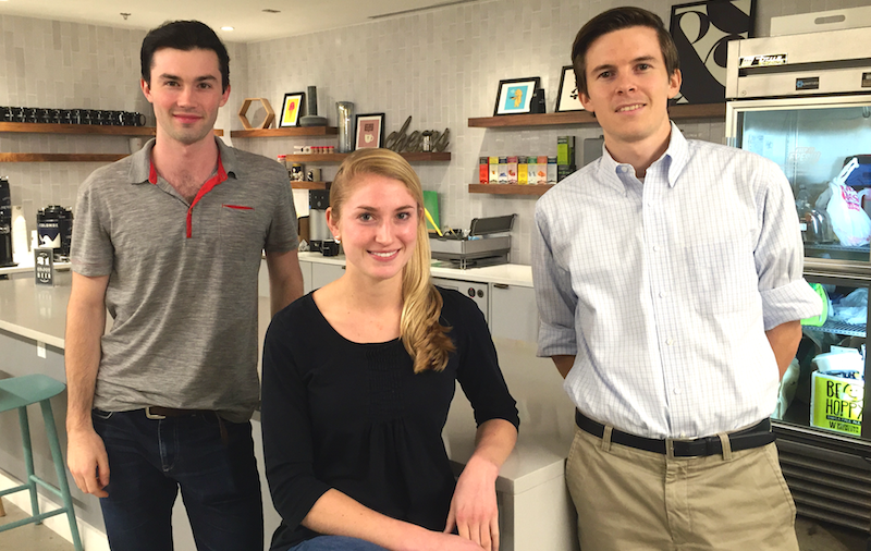 Cross-platform search startup Meta's co-founders: Jason Briggs, CEO; Emily Pavlini, marketing & ops; Aaron Taylor, CTO. 