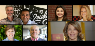 Image caption (clockwise, from top-left): Jude McColgan, Raj Aggarwal, Tracey Zhen, Holly Maloney McConnell, Katie Rae, Colin Doherty and Frances Frei.